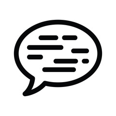 Simple black speech bubble icon on white background