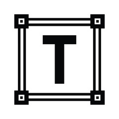 Black square frame with letter t inside