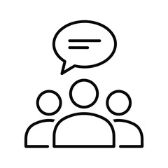 Group of people discussing with speech bubble