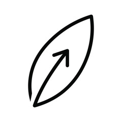 Simple black leaf icon with arrow