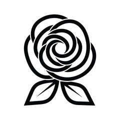 Stylized black rose illustration on white background