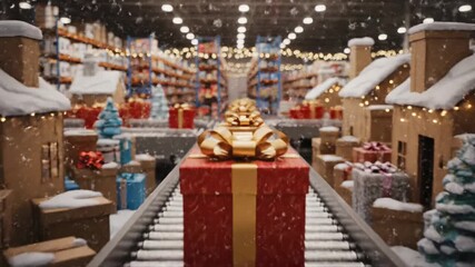 Holiday, Gift, Warehouse, Interior, Snowy, Aerial, Celebration - Powered by Adobe