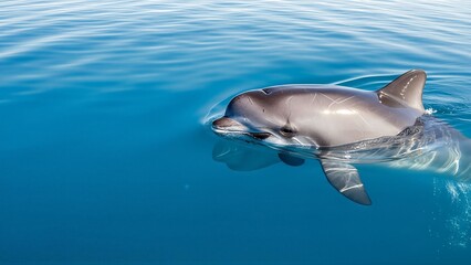 Obraz premium Juvenile Oceanic Shark Swimming in Clear Blue Water Marine Endangered Species Photos