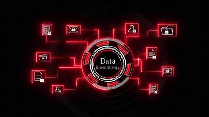 Business Data-Driven Strategy and financial performance analysis shown on a digital dashboard with various charts and graphs. isolated on transparent Animation video..