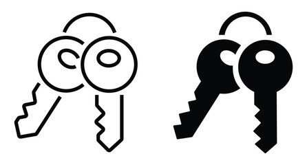 Key ring icon set. Keys black and white. Key simple icon. key ring vector icon. Vector illustration.