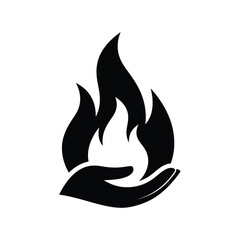 Black silhouette of hand holding flame fire © dipu