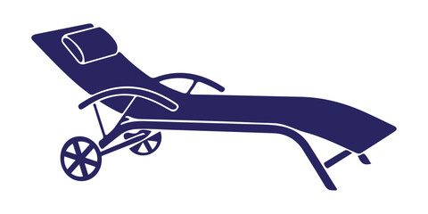 Blue sun lounger with wheels isolated on transparent background