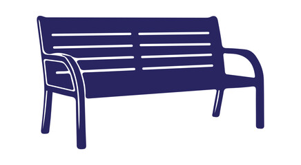 Simple dark blue bench on transparent background isolated
