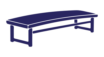 Simple dark blue bench on transparent background isolated