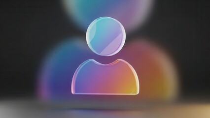 3D glassmorphism user icon with glossy gradient effect. Minimal abstract person symbol for profile, avatar, and digital identity