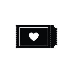 Black ticket with white heart silhouette