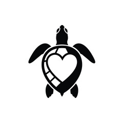 Black turtle silhouette with heart shaped shell