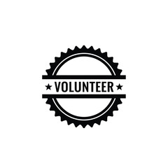 Black volunteer badge with gear and stars seal