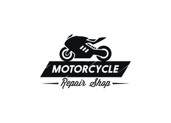 Vintage motorcycle racing emblem and sport bike vector illustration featuring a silhouette icon for an extreme motocross speed logo and bicycle sign art