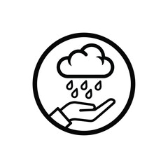 Hand catching rain drops from cloud circle