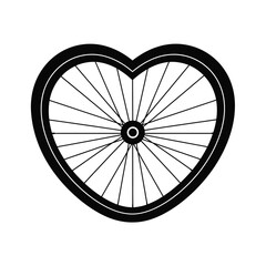 Fototapeta premium Heart shaped bicycle wheel with spokes black