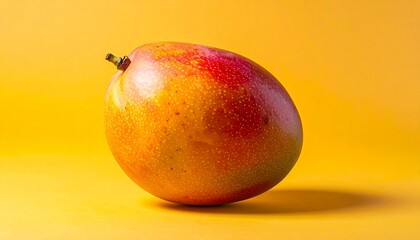 Ripe Mango on Yellow Background - A Tropical Fruit Delight.