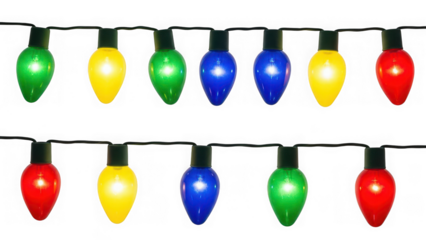A string of colorful illuminated christmas lights against a dark background
