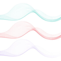 Three parallel abstract waves: cyan, red, and purple, on a clean white background. Eps 10