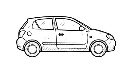 Obraz premium Simple line art outline of a modern city car