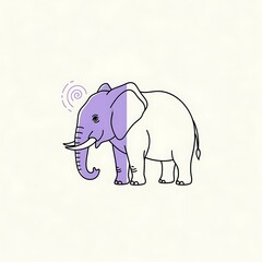 Obraz premium Elephant with Two Sides - Focused Mind and Unfocused Body.