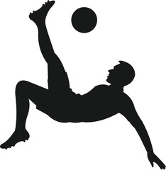 Silhouette of a footballer mid bicycle kick  a bold, high energy pose frozen in flight © KAZIFARHANA
