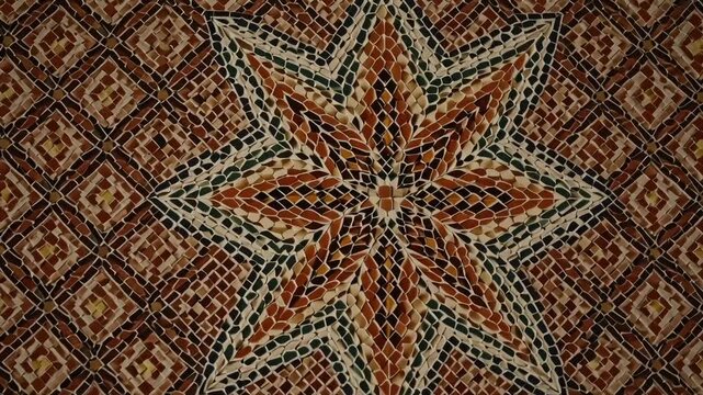 Intricate mosaic tile design with star pattern