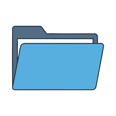Vector illustration of an open file folder with a blue interior, gray exterior