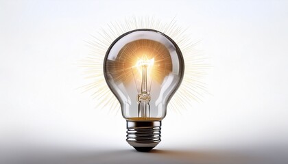 Animated Bulb Emitting Light Rays On White