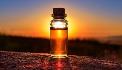 Vibrant Sunset Light Illuminating Glass Bottle With Gradient Oil