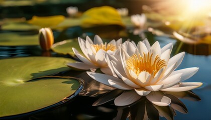 Serene Water Lilies Blooming In A Pond Nature S Tranquility