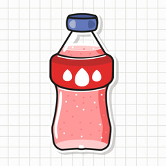 Pink refreshing sweet soda drink bottle sticker
