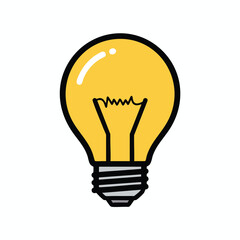 A brightly colored lightbulb illustration, showing the filament and bulb base