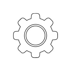 Outline of a gear, black and white, featuring a circular interior