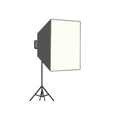 A rectangular softbox on a tripod, for photography lighting, drawn simply