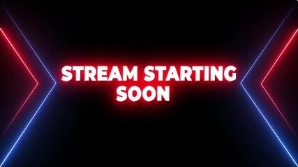 Stream Starting Soon Neon glow with grid seamless loop for live stream overlay.Stream starting soon neon background for twitch youtube gaming live stream overlay and countdown timer