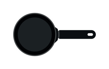 Round Frying Pan with Handle in Top View for Kitchen Utensil Icon Illustration