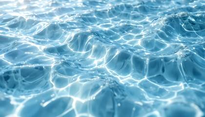 Fototapeta premium Rippling clear blue water with sunlight reflections ripples