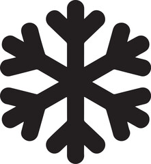 A black snowflake icon on a white background