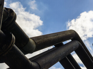 Sustainable industrial development. Green industry sustainable manufacturing. Energy saving factory technology air pollution reduction. Sustainable business ESG. Clean air environmental protection 