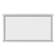 Obraz premium Rectangular gray blank board with white outline, simple drawing on white background