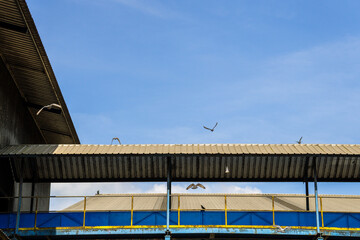 Sustainable industrial development. Green industry sustainable manufacturing. Energy saving factory technology air pollution reduction. Sustainable business ESG. Clean air environmental protection 