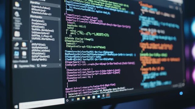 Source Code Displayed on Computer Screen, Close Up
