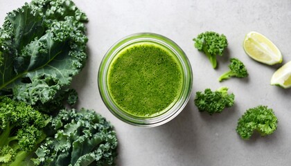 Fresh Kale Juice Flat Lay Photo Setup