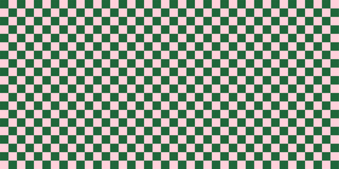 Green Checker Seamless Pattern. Green and white checkerboard pattern with vibrant geometric shapes. Retro hand-drawn design featuring abstract geometry bg. Trendy vintage grid background.