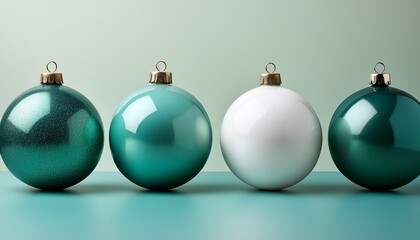 Ombre Gradient Teal And White Christmas Ornaments Minimal Modern Decor