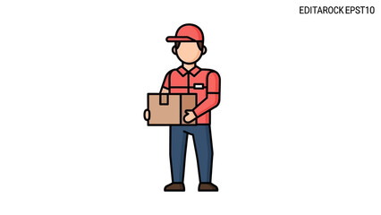Delivery person holding a package, representing courier services and logistics