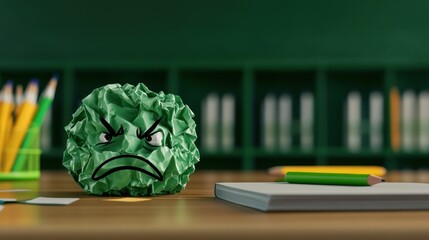 Angry crumpled paper ball