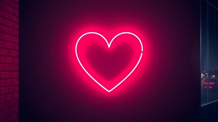 Vibrant Glowing Neon Heart Illustration in Futuristic Graphic Style