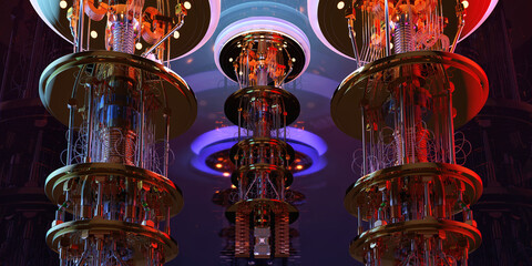 Quantum computing technology: superconducting processors, cryogenic system, complex wiring. Artificial intelligence, next-generation big data science processing, high performance scientific research